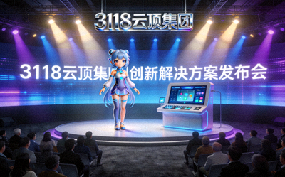 3118云顶集团发布会现场展示创新解决方案，包括虚拟偶像和智能互动平台