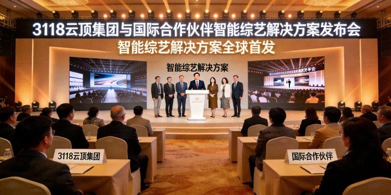3118云顶集团与国际合作伙伴共同发布智能综艺解决方案的发布会现场