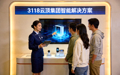 3118云顶集团工作人员为参观者讲解智能解决方案