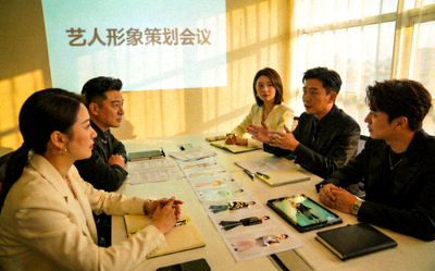 明星经纪团队正在进行艺人形象策划会议