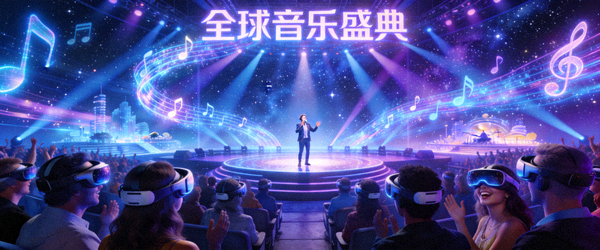 《全球音乐盛典》节目现场，虚拟现实技术增强观众体验